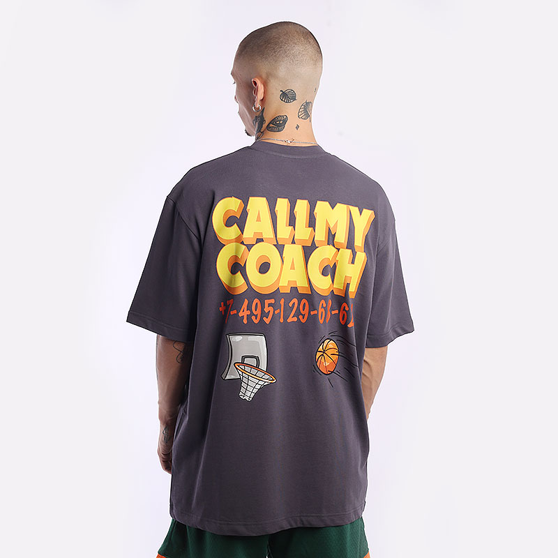 мужская серая футболка PLAYGROUND Call My Coach Tee CallMyCoachTee-grey - цена, описание, фото 2